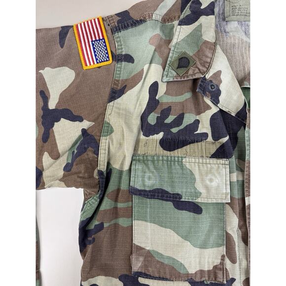 Vintage U.S. Army Woodland Camo BDU Jacket Med Long Ripstop Field Coat W/Patches - Picture 3 of 10